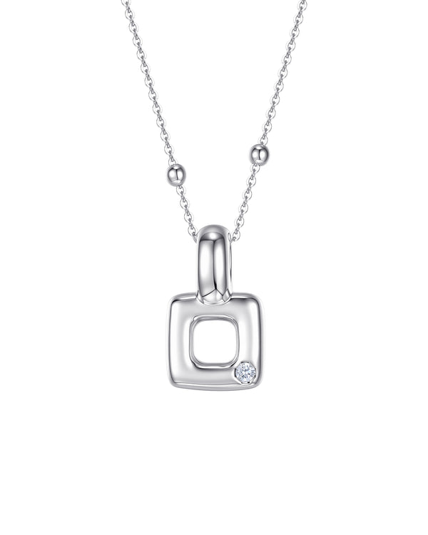 Hollow Square Necklace Sterling Silver