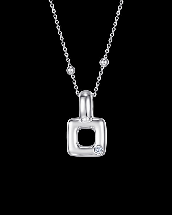 Hollow Square Necklace Sterling Silver
