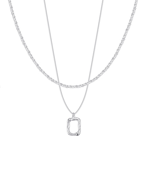 Layered Square Necklace Sterling Silver