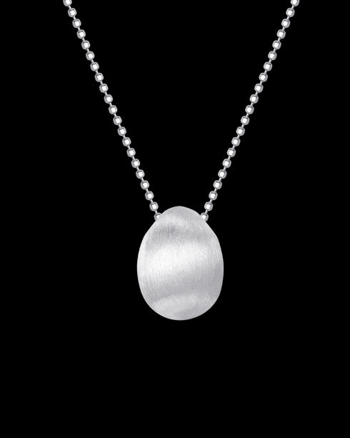 Brushed Oval Pendant Necklace Sterling Silver