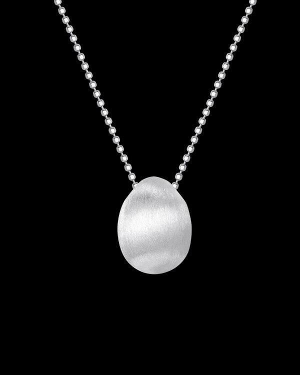 Brushed Oval Pendant Necklace Sterling Silver