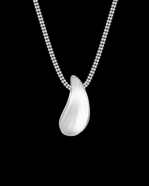 Organic Wave Pendant Necklace Sterling Silver