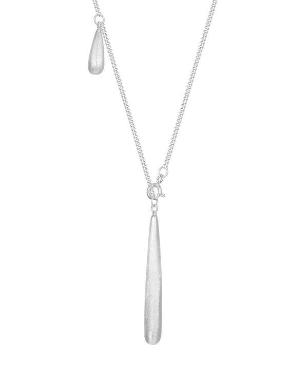 Long Teardrop Layered Necklace Sterling Silver