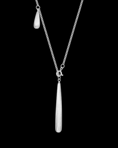 Long Teardrop Layered Necklace Sterling Silver