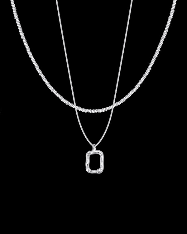 Double Stacked Square Pendant Necklace