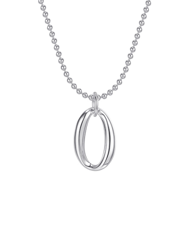Irregular Oval Pendant Necklace Sterling Silver