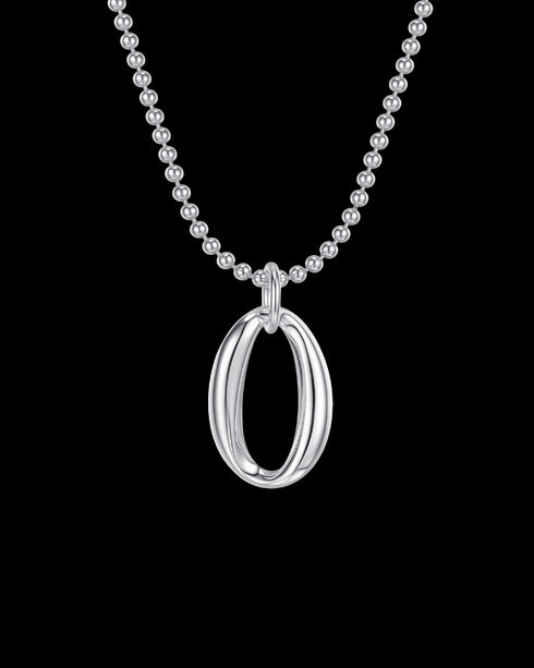 Irregular Oval Pendant Necklace Sterling Silver