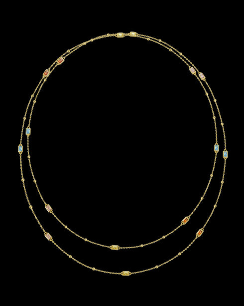 Layered Multicolor Crystal Gold Necklace