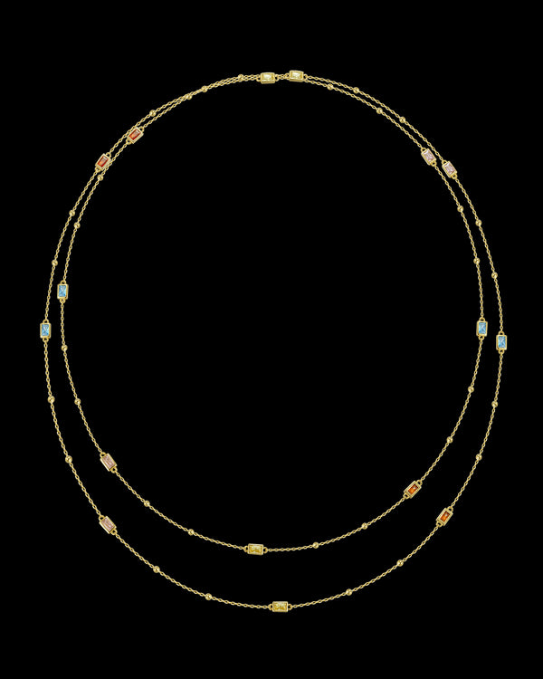 Layered Multicolor Crystal Gold Necklace