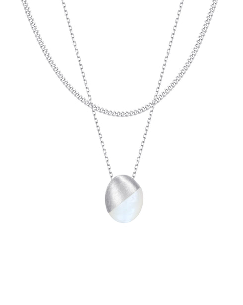 Moonstone Layered Necklace Sterling Silver