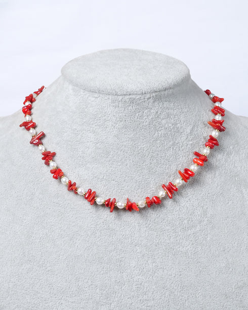Red Coral Pearl Necklace