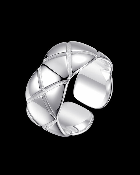 Cross-Pattern Wide Ring Sterling Silver