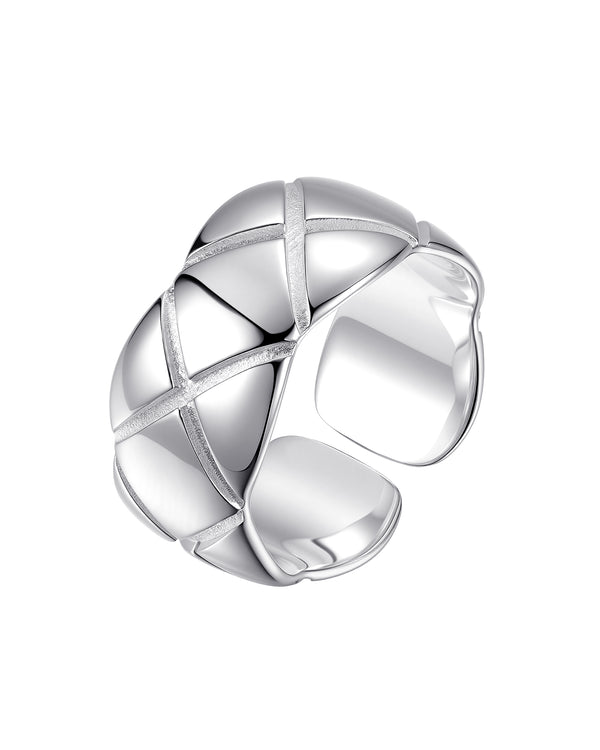 Cross Pattern Silver Wide Ring Sterling Silver
