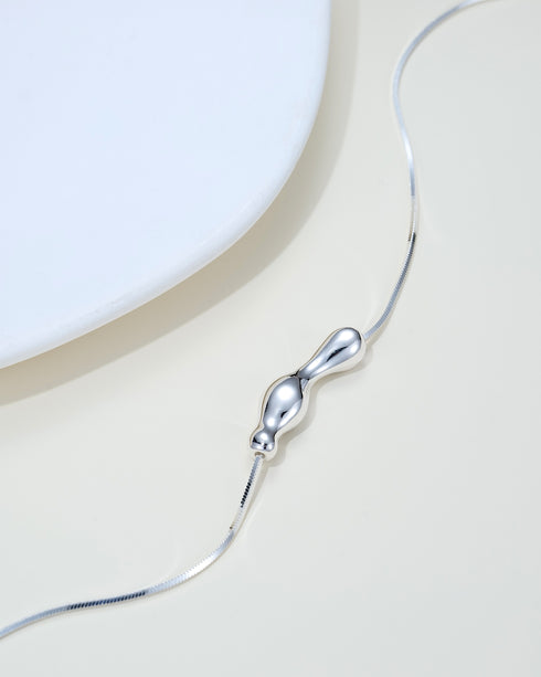 Curved Pendant Necklace Sterling Silver