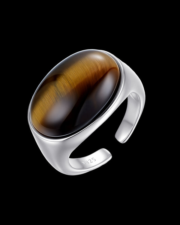Tigerās Eye Silver Open Ring Sterling Silver