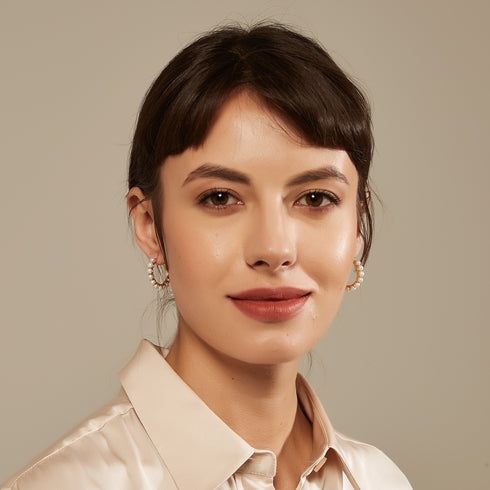 Circle Pearl Earrings Gold Vermeil - Zafari Studio Jewelry