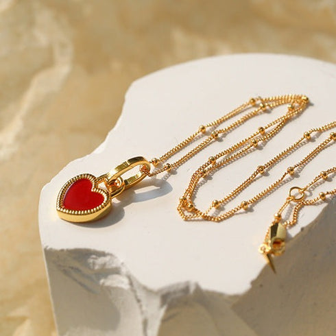 Heart Red Onyx Gold Vermeil Necklace - Zafari Studio Jewelry