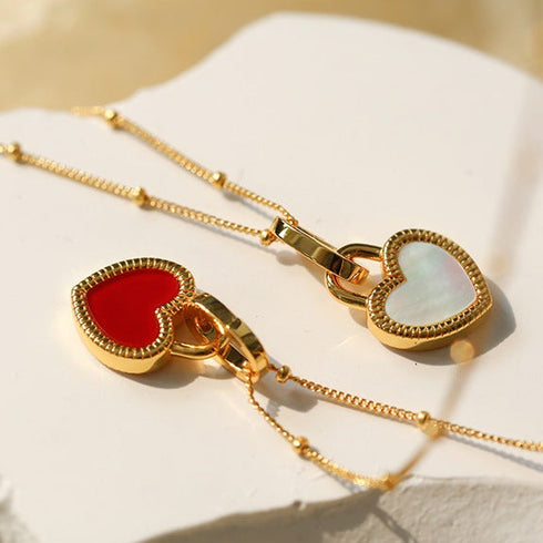 Heart Red Onyx Gold Vermeil Necklace - Zafari Studio Jewelry