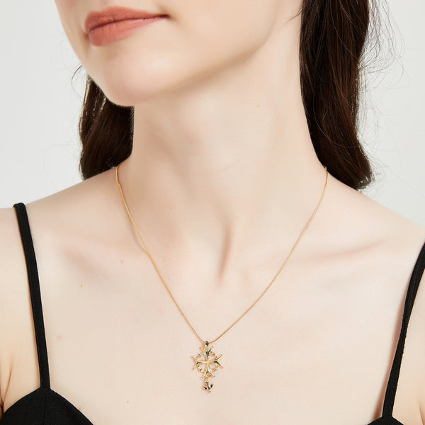 Huguenot Cross Necklace Gold Vermeil - Zafari Studio Jewelry