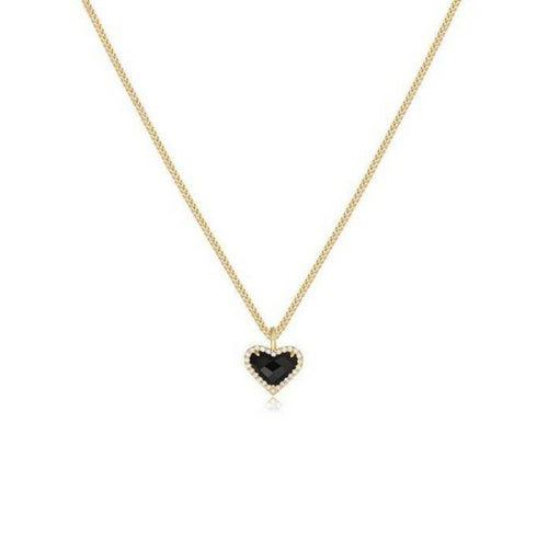 Black Bella Heart pendant CZ Necklace - Zafari Studio Jewelry