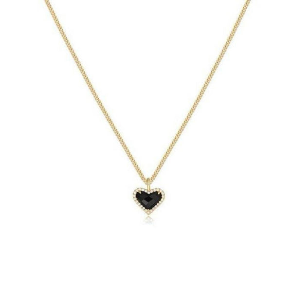 Black Bella Heart pendant CZ Necklace - Zafari Studio Jewelry