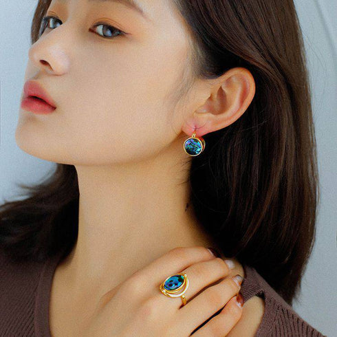 Abalone and white Mother of Pearls Shell-shaped earrings - Zafari Studio Jewelry