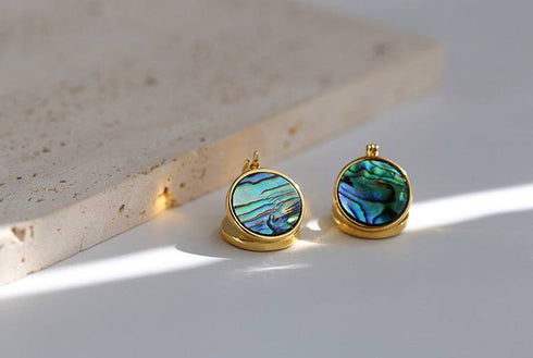 Abalone and white Mother of Pearls Shell-shaped earrings - Zafari Studio Jewelry