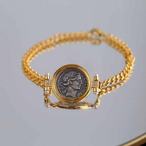 Roman Ancient Coin Bracelet Sterling Silver - Zafari Studio Jewelry