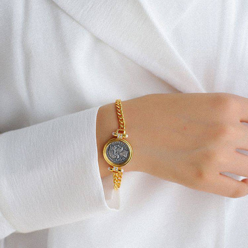 Roman Ancient Coin Bracelet Sterling Silver - Zafari Studio Jewelry