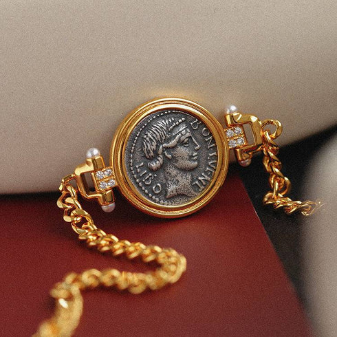 Roman Ancient Coin Bracelet Sterling Silver - Zafari Studio Jewelry