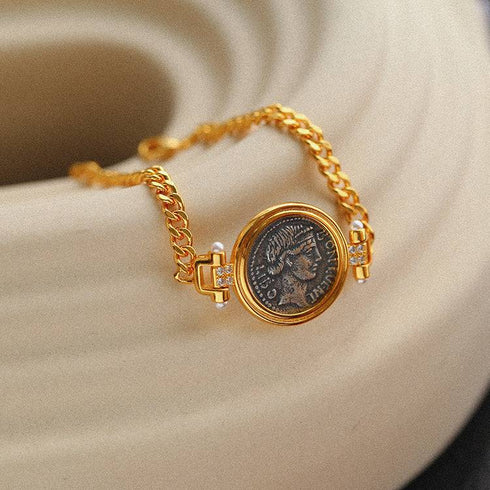 Roman Ancient Coin Bracelet Sterling Silver - Zafari Studio Jewelry