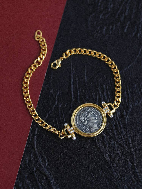 Roman Ancient Coin Bracelet Sterling Silver - Zafari Studio Jewelry
