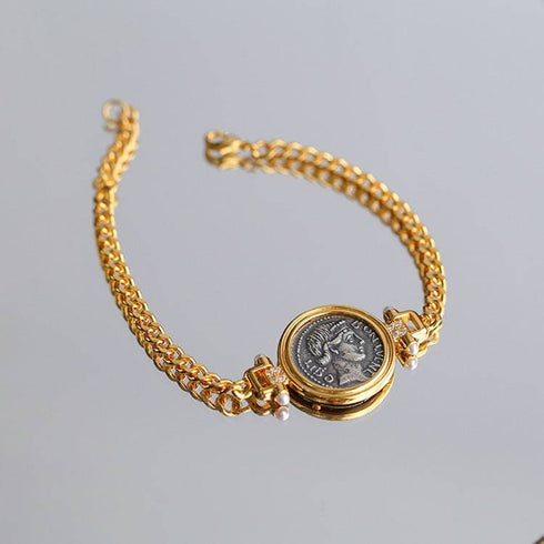 Roman Ancient Coin Bracelet Sterling Silver - Zafari Studio Jewelry