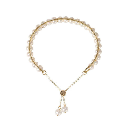 JULIANA 14K Yellow Gold Bangle Bolo Pearl Bracelet - Zafari Studio Jewelry