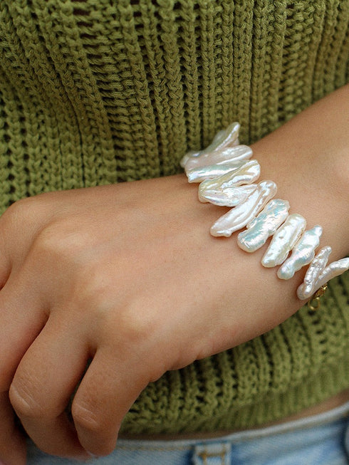Baroque Pearl Chain Bracelet - Zafari Studio Jewelry