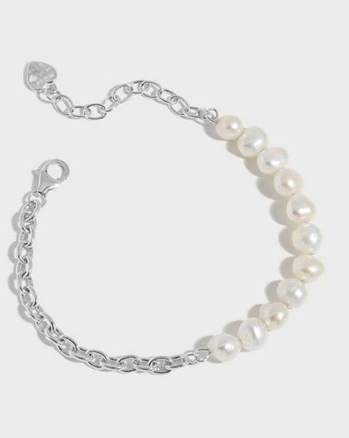 Pearl Beaded Chain Bracelet Sterling Silver - Zafari Studio Jewelry