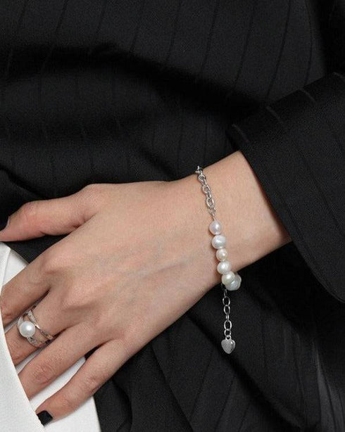 Pearl Beaded Chain Bracelet Sterling Silver - Zafari Studio Jewelry