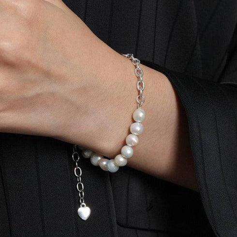 Pearl Beaded Chain Bracelet Sterling Silver - Zafari Studio Jewelry