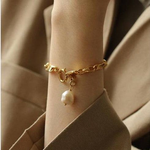 Modern Baroque Pearl Chain Bracelet - Zafari Studio Jewelry