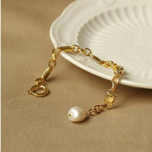 Modern Baroque Pearl Chain Bracelet - Zafari Studio Jewelry