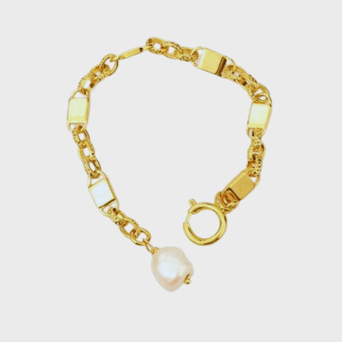 Modern Baroque Pearl Chain Bracelet - Zafari Studio Jewelry