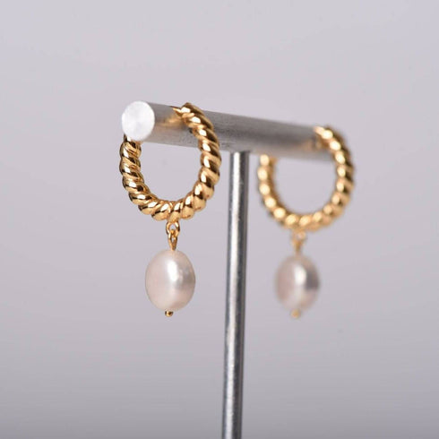 Elegant Drop Pearl Earrings Gold Vermeil - Zafari Studio Jewelry