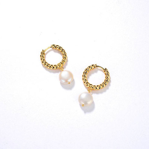 Elegant Drop Pearl Earrings Gold Vermeil - Zafari Studio Jewelry