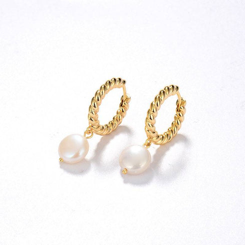 Elegant Drop Pearl Earrings Gold Vermeil - Zafari Studio Jewelry