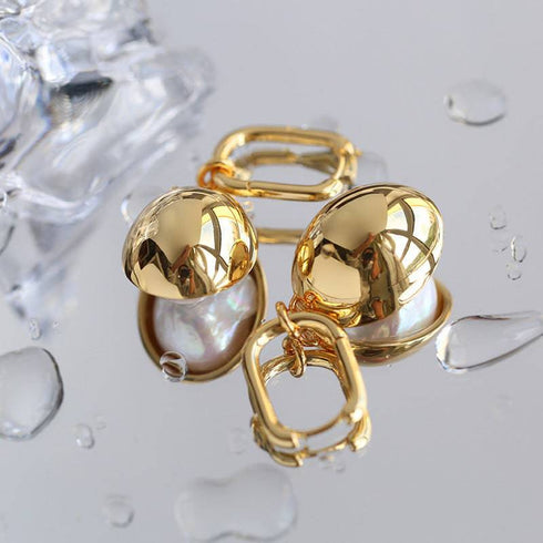 Baroque Pearl Gold Earrings - Zafari Studio Jewelry