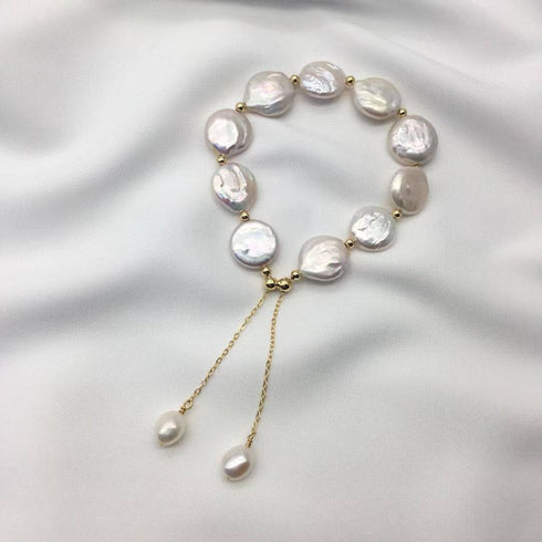 Button Pearl Necklace Bracelet and Earrings (Purchase Individually) - Zafari Studio Jewelry