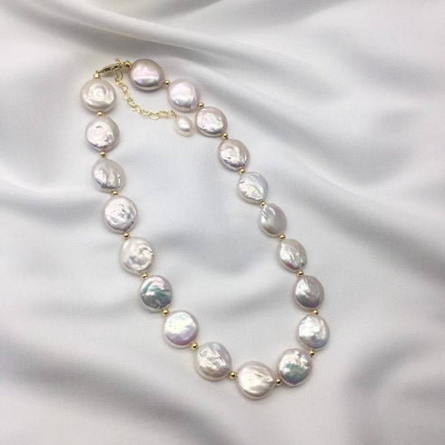 Button Pearl Necklace Bracelet and Earrings (Purchase Individually) - Zafari Studio Jewelry