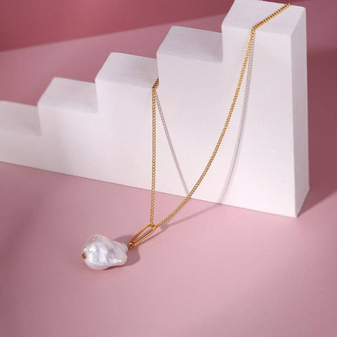 Single Drop Luxury Baroque Pearl Necklace - Zafari Studio Jewelry