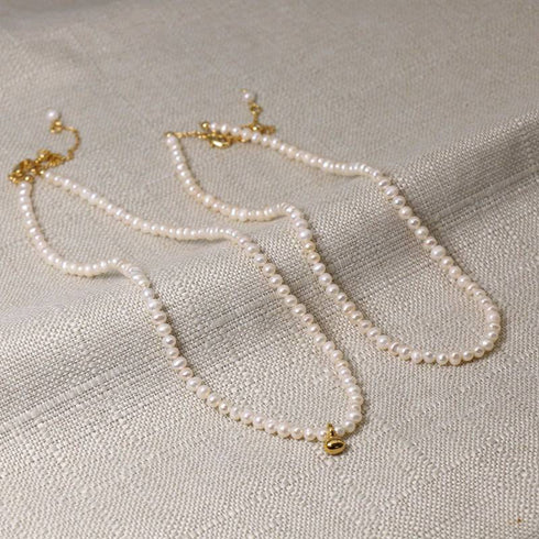 Gold Beaded Pearl Necklace - Zafari Studio Jewelry