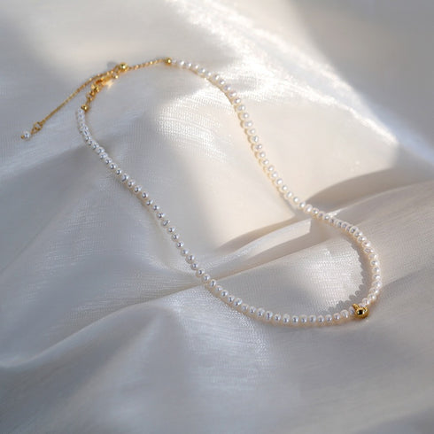 Gold Beaded Pearl Necklace - Zafari Studio Jewelry
